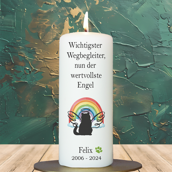 Trauer Tierkerze 15x6cm Katze 5