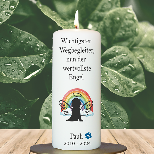 Trauer Tierkerze 15x6cm  Hund 9