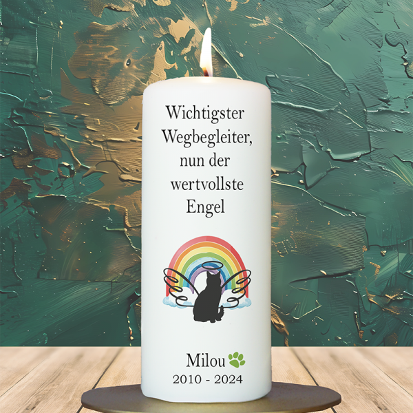 Trauer Tierkerze 15x6cm Katze 2