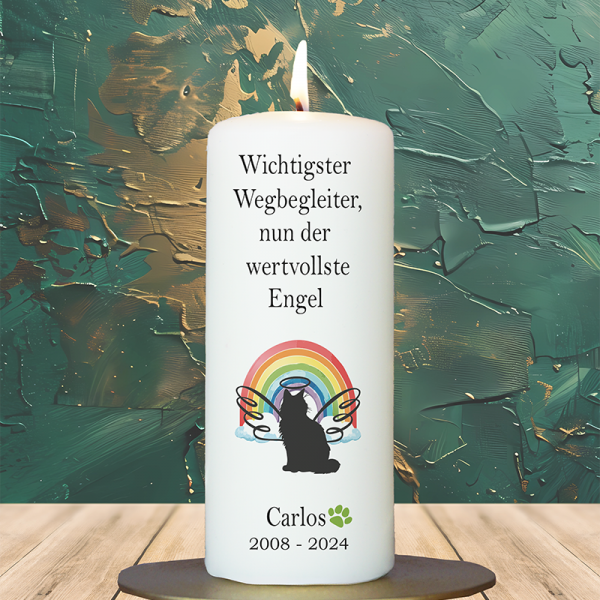 Trauer Tierkerze 15x6cm Katze 4