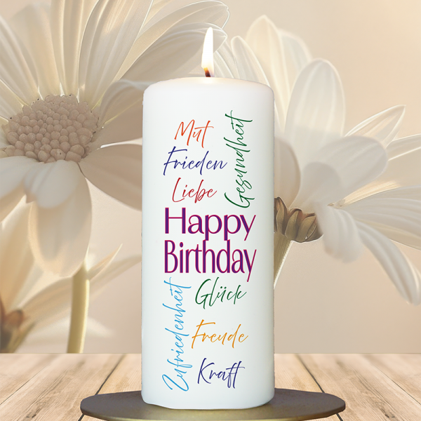 Geburtstagskerze 15x6cm Wünsche