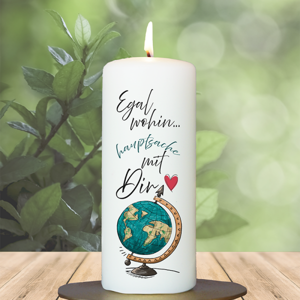 Geschenkkerze 15x6cm  Egal wohin