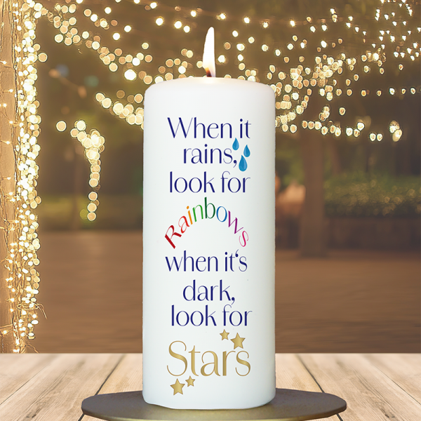 Geschenkkerze 15x6cm  When it rains