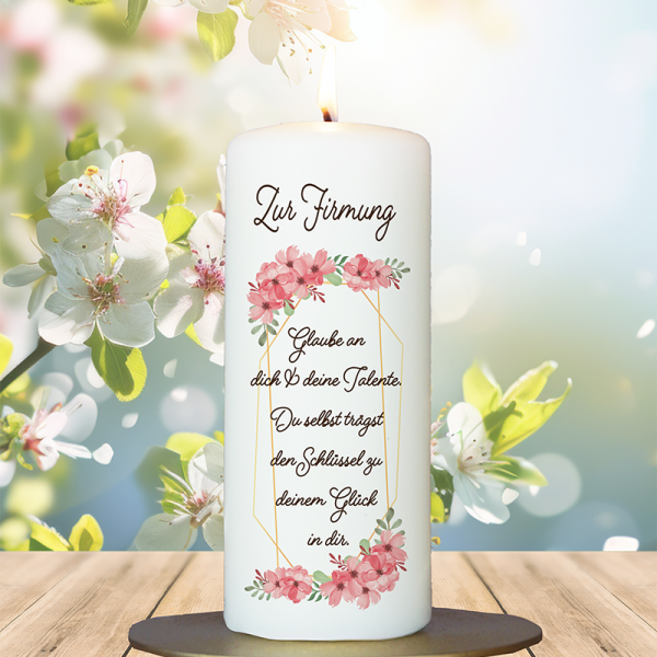 Firmung-/ Konfirmationskerze 15x6cm Glaube an Dich zur Firmung