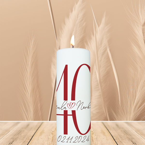 Jubiläumskerze 20x7cm 40 Ursula und Norbert