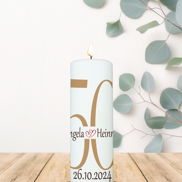 Jubiläumskerze 20x7cm 50 Angela und Heinrich