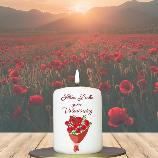 Valentinstagskerze 8x6cm Blumenstrauss Valentinstag