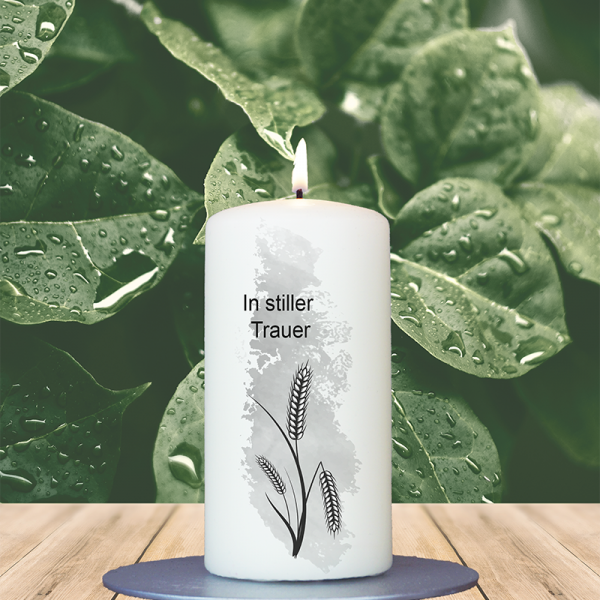 Trauerkerze 12x6cm Ähre in stiller Trauer