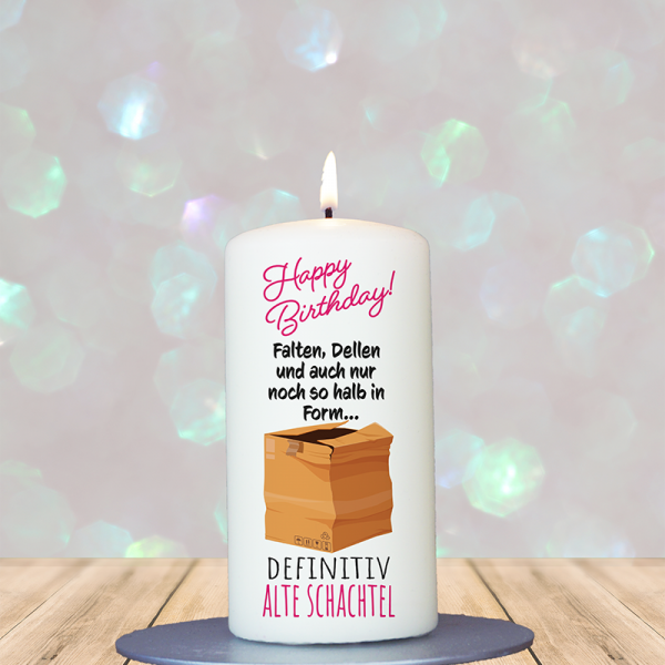 Geburtstagskerze 12x6cm Definitiv alte Schachtel