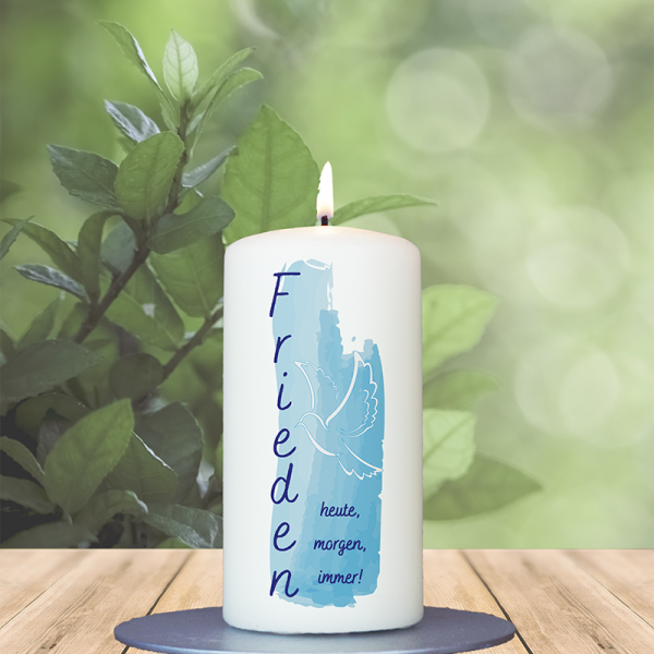 Friedenskerze 12x6cm Frieden heute morgen immer