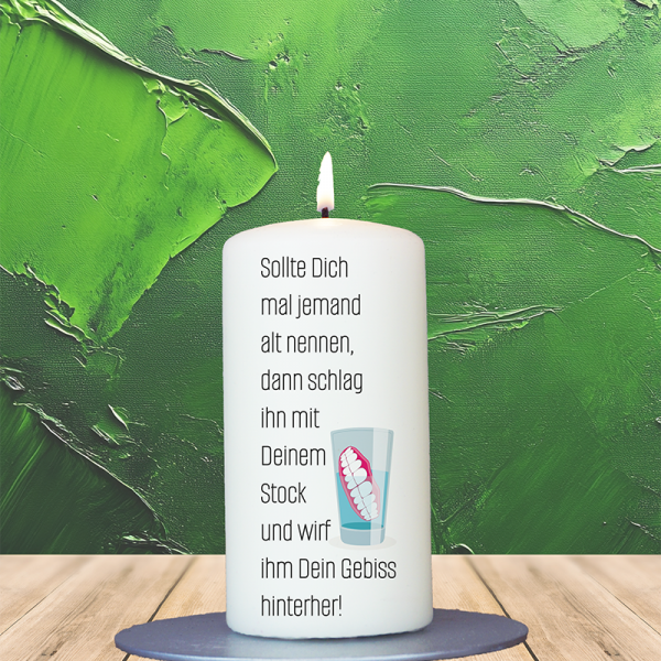 Geschenkkerze 12x6cm  Stock und Gebiss