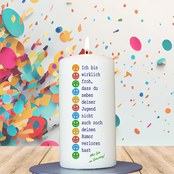 Geburtstagskerze 12x6cm Ich bin wirklich froh