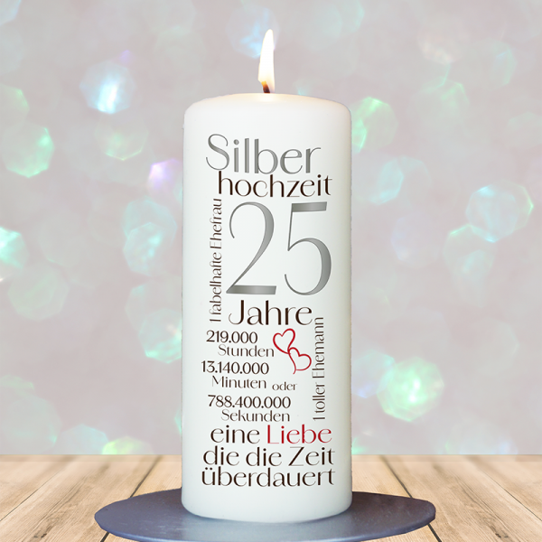 Jubiläumskerze 15x6cm 25 Jahre Worte