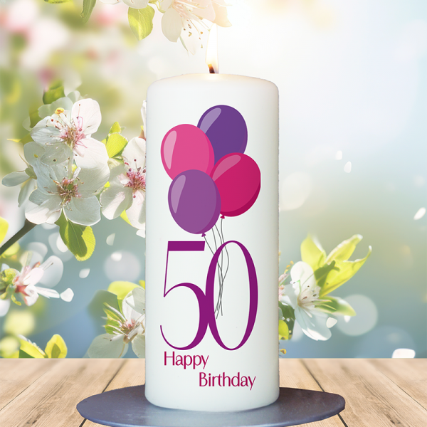Geburtstagskerze 15x6cm 50 Ballons lila