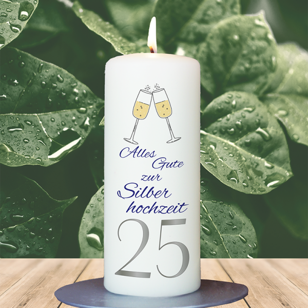 Jubiläumskerze 15x6cm Alles Gute zur Silberhochzeit