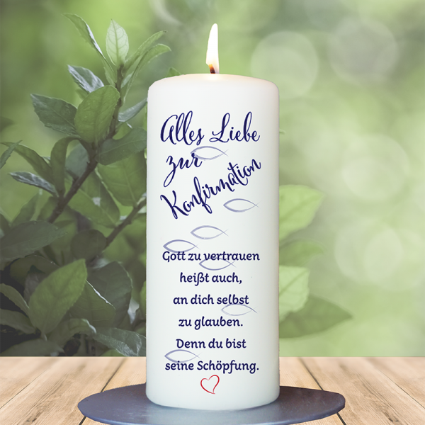Firmung-/ Konfirmationskerze 15x6cm Alles Liebe zur Konfirmation