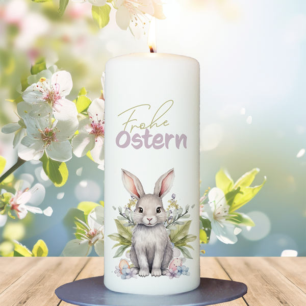 Osterkerze 15x6cm Frohe Ostern Hase