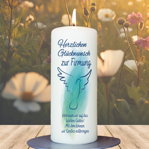 Firmung-/ Konfirmationskerze 15x6cm Herzlichen Glückwunsch zur Firmung
