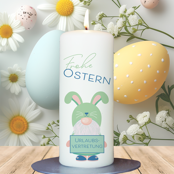 Osterkerze 15x6cm Gnom Ostern grün