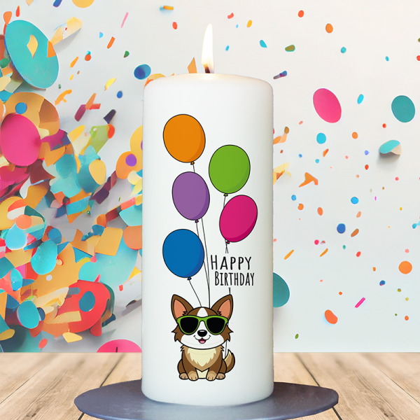 Kinder Geburtstagskerze 15x6cm Hund Ballons