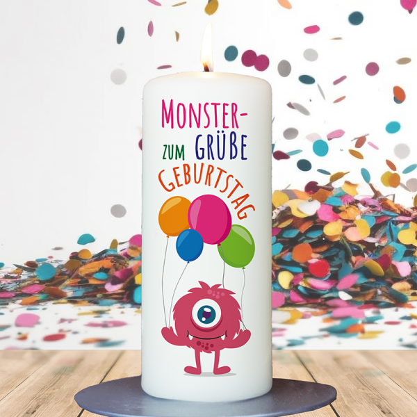 Kinder Geburtstagskerze 15x6cm Monstergrüße