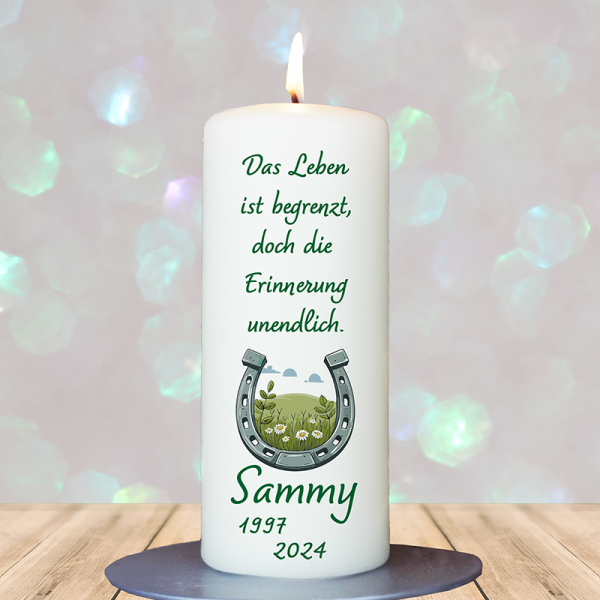 Trauer Tierkerze 15x6cm  Hufeisen