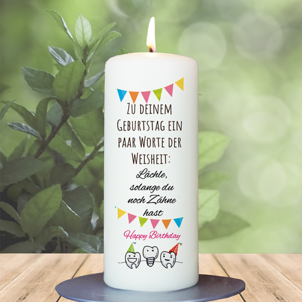 Geburtstagskerze 15x6cm Weisheit zum Geburtstag