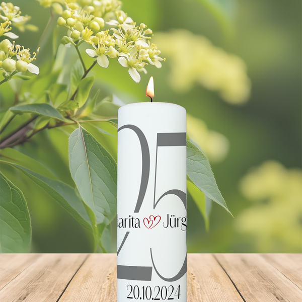Jubiläumskerze 20x7cm 25 Marita und Jürgen
