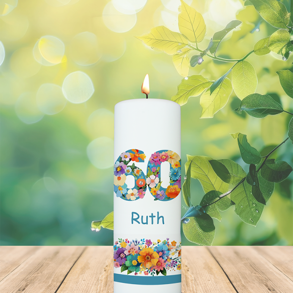 Geburtstagskerze 20x7cm 60 Blumen
