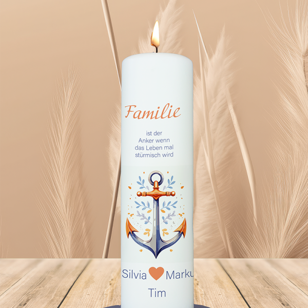 Familienkerze 25x7cm Familie ist der Anker