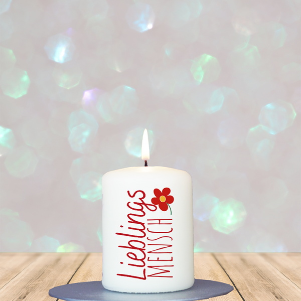 Geschenkkerze 8x6cm  Lieblingsmensch Blume